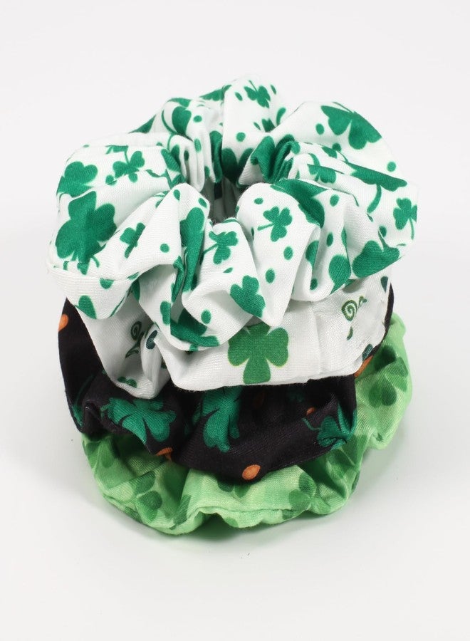Lonext 4 Pieces St. Patrick's Day Hair Scrunchies Irish Green Shamrock Holiday Elastic Hair Bands - Image 5